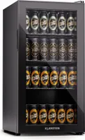 Klarstein Kühlschrank mit Glastür, Leiser Edelstahl-Kühlschrank, Indoor/Outdoor Getränkekühlschrank, Schmaler Weinkühlschrank für Getränke, 74L Kühlschrank mit Herausnehmbare Ablagen, 5-18°C