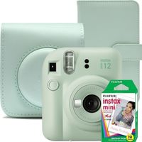 Set Instantkamera  Fujifilm Instax Mini 12, Minzgrün mit Hülle, Fotoalbum und 1x10 Film, Sofortbildkameras
