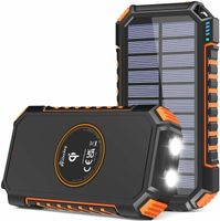 Wireless Solar Powerbank 30000mAh Wasserdicht, Ladegerät USB C, Akku, 4 Outputs, Orange