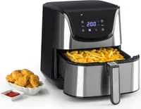 Klarstein Aero Vital deluxe - horkovzdušná fritéza, fritéza, 1700 W, objem 5,4 l, dotykový LCD displej, 8 předinstalovaných programů, nerezová ocel, termostat, časovač, úspora energie, stříbrná barva