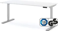 ASSMANN Elektrisch höhenverstellbarer Schreibtisch Y-Line Weißaluminium, 180x80cm, Memoryfunktion, Kollisionsschutz, 2-fach-Motorik