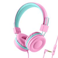 Kopfhörer Kinder, Kabel Kopfhörer für Mädchen, Verstellbares Stirnband, Stereo Sound, Faltbare,   Kinder Kopfhörer auf Ohr(pink)