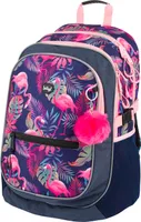 Baagl Schulrucksack für Mädchen, Kinderrucksack mit ergonomisch geformter Rücken, Brustgurt und reflektierende Elemente (Flamingo)