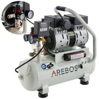 AREBOS Flüsterkompressor 500W, Druckluft Kompressor 12l, Ölfrei, Euro Schnellkupplung, Luftkompressor