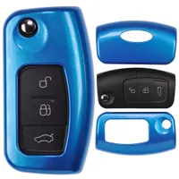 Schlüsselhülle Fernbedienung Cover Schutz für Ford Focus Fiesta Kuga Mondeo  Blau