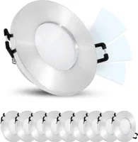 10er Set fourSTEP LED Einbauleuchten Bad IP65 neutralweiß GU10 5W 230V - gebürstet rund