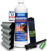 bio-chem Backofenreiniger EXTRA STARK 1000ml Intensivreiniger inkl. Schwamm, Tuch & Pinsel I Selbstarbeitender Fettlöser für Backofen, Herd & Grill | Löst Eingebranntes ohne Aufheizen, Schrubben