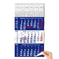 3 Monatskalender 2025 Wandkalender mit Schieber - "Blau" Kalender 2025 Wandkalender | FSC-zertifiziert, mit Schulferien, Feiertagen & Jahresübersicht | Großformat 56x30 cm (gefalzt!)