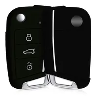 kwmobile Autoschlüssel Hülle kompatibel mit VW Golf 7 MK7 3-Tasten  Autoschlüssel - Schlüsselhülle Silikon Cover - Blau Gold