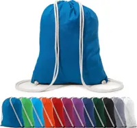 Rucksack Schuhbeutel Turnbeutel Sportbeutel Zuziehbeutel Gym Sack Baumwolle, in Farbe: Blau