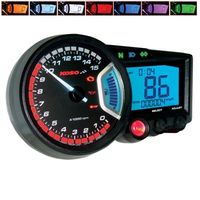 Tachometer KOSO Digital Cockpit RX2 GP Style Drehzahlmesser mit ABE, mehrfarbiges Display universal für Motorrad Quad Roller