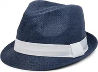 styleBREAKER Trilby Hut, leichter Papierhut mit kontrastfarbigem Zierband, Uni 04025002