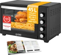TZS First Austria Minibackofen 45L, Umluft, Premium-X Coating (Antihaftbeschichtung), Auftauen&Warmhalten, Rezeptheft, Backofen, Pizzaofen, Grill