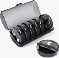 Pillendose Tablettenbox Morgens Abends,Pillendose 7Tage 2Fächer,medikamentenbox feuchtigkeitsbeständiger Medikamentenbox mit Einfachem Offenem Design