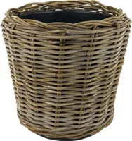 Rattan-Trockentopf – ø 42 x 44 cm – Drypot - Übertopf mit recyceltem wasserdichtem Kunststoff im Inneren – Blumentöpfe - Grau