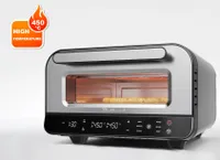 BOLKANI Elektrischer Pizzaofen mit Pizzastein & Pizzaschieber – 450°C für knusprige Steinofen-Pizza in 2 Minuten – 1700W, Timer Innenbeleuchtung.
