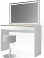 Vicco Toaletní stolek Emma, 120 cm s LED zrcadlem a taburetem, Bílá
