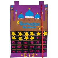 Eid Mubarak Ramadan Kalender Adventskalender,30 Tage Countdown Kalender für Kindergeschenke Ramadan Party Zubehör Lila Wandkalender