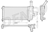 DENSO Kühler Motorkühlung DRM09100 für FIAT PUNTO (188) Aluminium 3054g