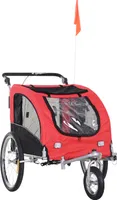PawHut  2 in 1 Hundeanhänger Jogger Fahrradanhänger Hunde Hunde-Fahrradanhänger Rot+Schwarz 155 x 83 x 108 cm