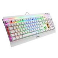 Sharkoon Skiller Mech SGK3 Mechanische Gaming Tastatur (mit RGB Beleuchtung, braune Kailh Schalter, PBT-Tastenkappen-Set) weiß