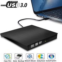 Externes DVD-Laufwerk Ultradünner tragbarer USB 3.0-DVD/CD +/-RW/DVD-Player mit CD-Treiber für jeden Laptop oder Desktop Schwarz