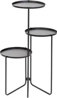 Blumenbeet Blumanhalter Blumenständer Pflanzenregal Blumenregal ROH dreistufiges Blumenbeet schwarz 25x48/70 cm HOMLA