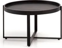 WOHNLING Couchtisch Sofatisch Massivholz Schwarz 60x60x35cm Wohnzimmertisch Rund