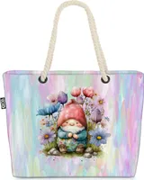 VOID Zwerg Blumen Gartenzwerg Ostern Strandtasche Shopper 58x38x16cm 23L XXL Einkaufstasche Tasche Reisetasche Beach Bag