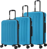 Flexot® F-3045 | 3er Kofferset | mit V-Erweiterung | Blau - Koffer Set | Größen M Handgepäck | L & XL Trolley | Hartschalenkoffer | elastisch & robust | 360° Rollen | Reisegepäck | Reisekoffer | Koffer | Suitcase | Luggage