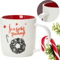 Becher Weihnachtsbecher 370 Ml Weihnachten Weiß Keramik Schilfrohr