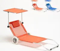 Sonnenliege Strandliege Klappbar mit Rollen Aluminum Sonnendach Banana - Orange