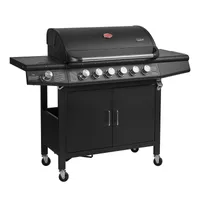 TAINO RED 6+1 Gasgrill 6 Edelstahl Brenner Seitenkocher Grillwagen Schwarz