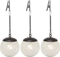 LED-Solar-Kugeln 'Globe', 3er Set, weiß/schwarz