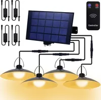 Außen Solarlampe Solarleuchte Pendelleuchte mit Fernbedienung IP65 LED Wasserdicht Hängelampe Garten mit 4 Lampen