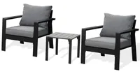 MEXO Gartenlounge-Set Gartenmöbel Set Aluminium,Balkonmöbel Set Kleiner Balkon für 2 Personen(Sitzgruppe Balkon, 3-tlg., 2 Gartenstühle, 1 Couchtisch)