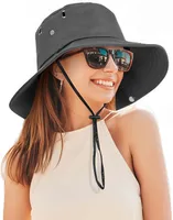 Sonnenhut für Damen und Herren, Breite Krempe, UV-Schutz, Sonnenschutz, Faltbar, Wanderhut, Outdoor Anglerhut, Grau