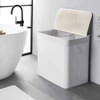 WohnDirect Wäschekorb, Wäschesammler BAMBOO Weiß