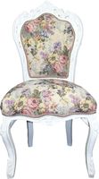 Casa Padrino Barock Esszimmer Stuhl Blumen Muster / Antik Weiss Mod 2 - Antik Stil Möbel