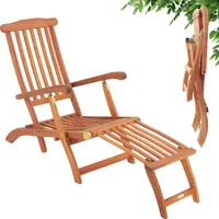 Casaria® Sonnenliege Klappbar Holz Wetterfest Gartenliege Rückenlehne 4-fach verstellbar Fußteil abnehmbar Liegestuhl Akazie FSC®-Zertifiziert Armlehne Garten Balkon Liege