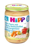 HiPP Menüs ab 6.Monat, Mini-Pasta mit Alaska-Seelachsfilet und Buttergemüse, DE-ÖKO-037 - 190g