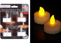 4 LED Timer Teelichter Batteriebetrieben gelblich flackernd inklusive Cr2032 Batterien