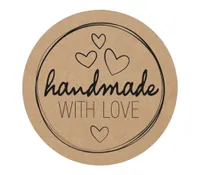 48x hochwertige Etiketten "Handmade with love " hohe Klebekraft 4cm Aufkleber