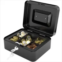 ACROPAQ Geldkassette abschließbar - Kasse mit Münzfächer, Klein 16 x 20 x 9 cm - Abschließbare Box, Geldkasse, Geldkoffer geeignet für Geldaufbewahrung - Schwarz - P0016