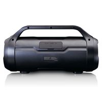 Lenco SPR-070BK - Spritzwasserfester Bluetooth-Lautsprecher mit UKW Radio, USB und SD, Partylichter - Schwarz