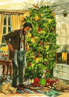 Postkarte "Pettersson und Findus: Weihnachtsbescherung mit Findus"
