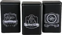 Retro Metalldosen 3er Set Tea, Coffee, Sugar 19 x 11 x 8 cm