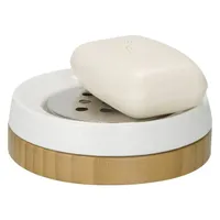 WENKO Seifen Ablage BAMBOO Halter Bad Keramik Bambus Accessoiress Gäste WC Ø 12