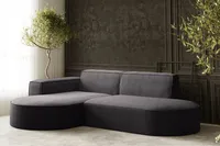 Sofa w kształcie L MODENA narożnik tkanina Poso ciemnoszary lewy
