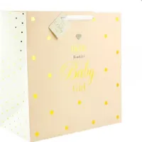 Große Geschenktasche"Baby Girl - Mad Dots" mit Strassherzchen - 33 cm rosa